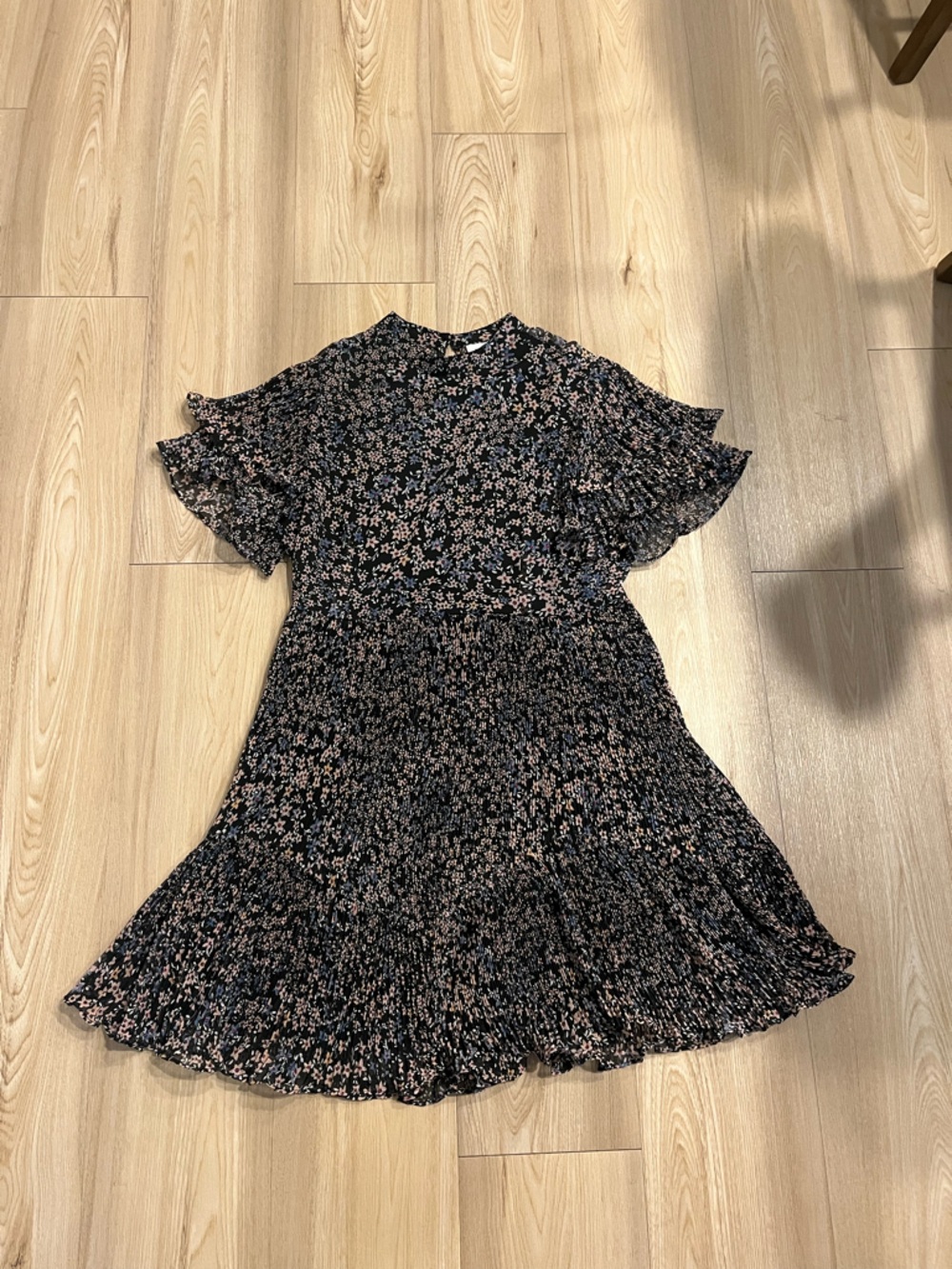 Topshop Black Mini Dress with Pink Floral Print